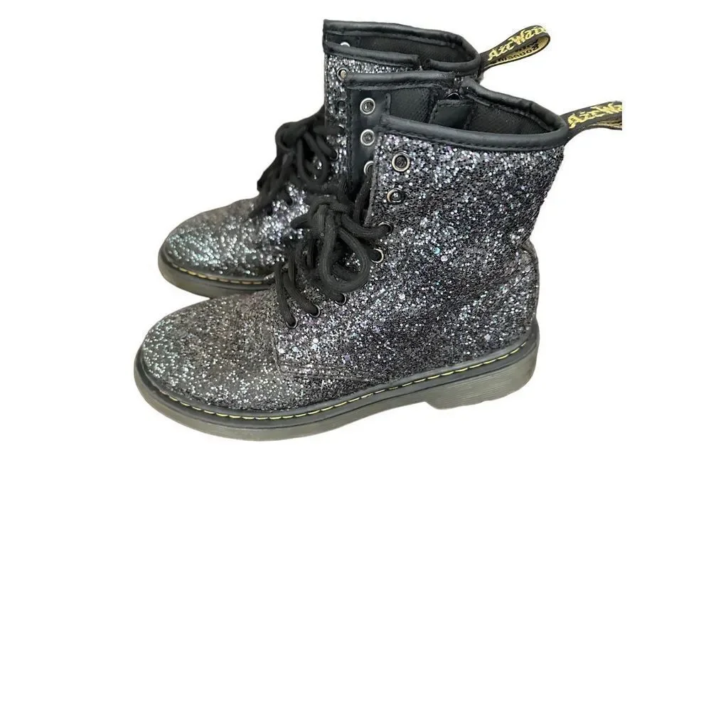 Dr. Martens 1460 Glitter Black Leather Boots Sz 3 - Girls